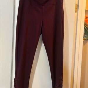 Le Chateau Burgundy pants with Lace Detail Sz 12